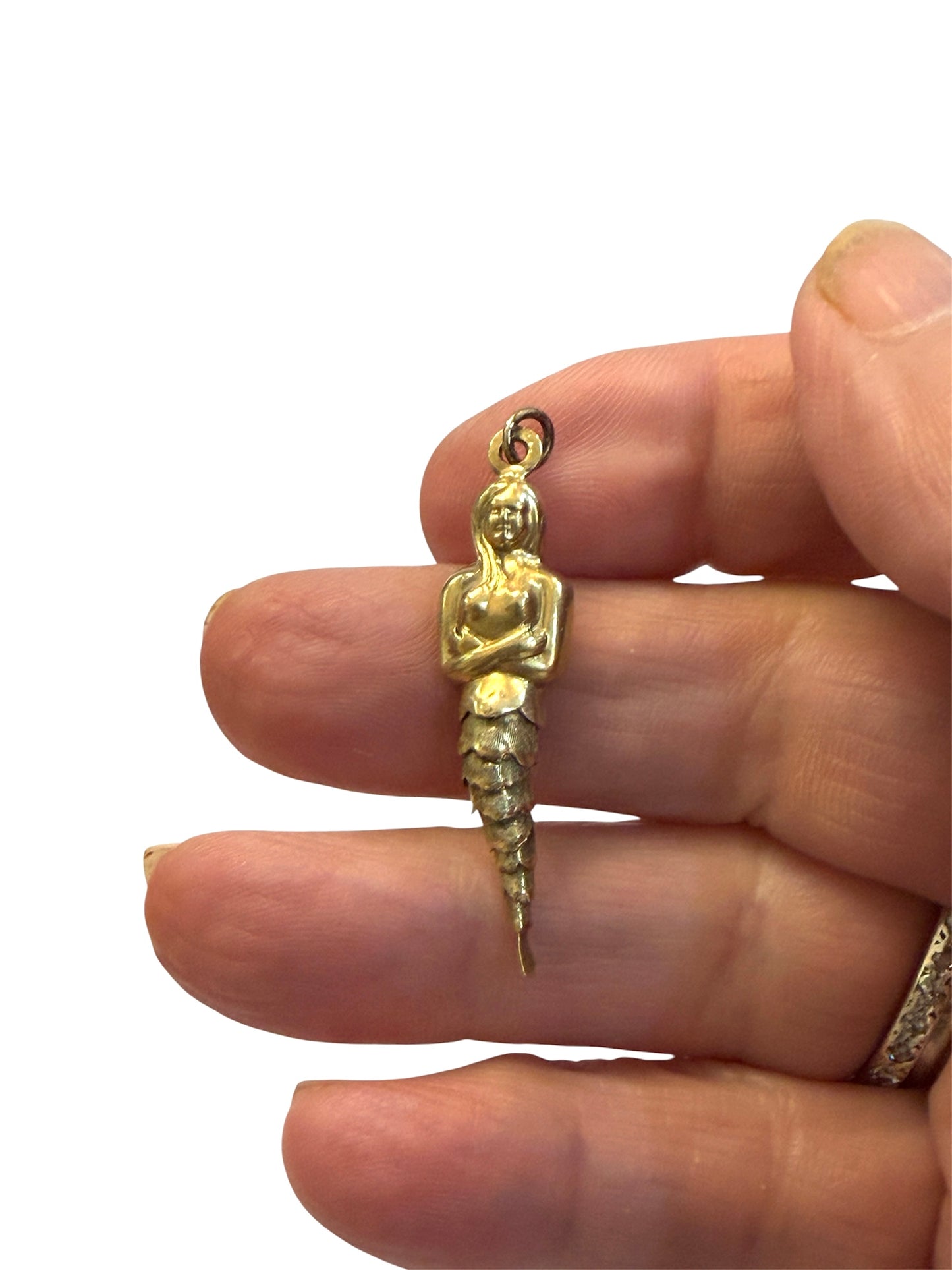 9ct vintage mermaid charm, articulated 1.5g