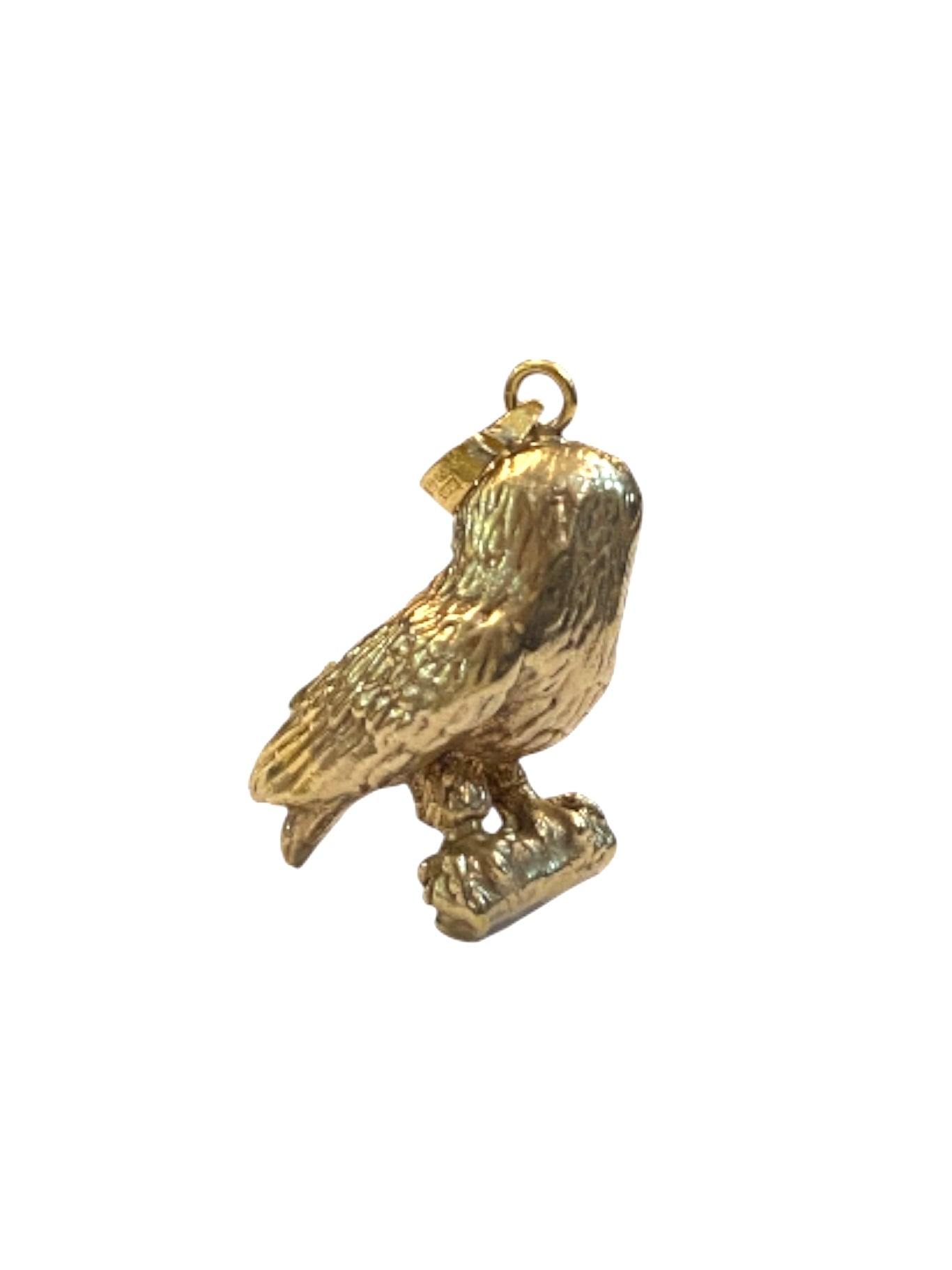 9ct vintage owl on perched charm circa 1989 birmingham, 1.8g hollow