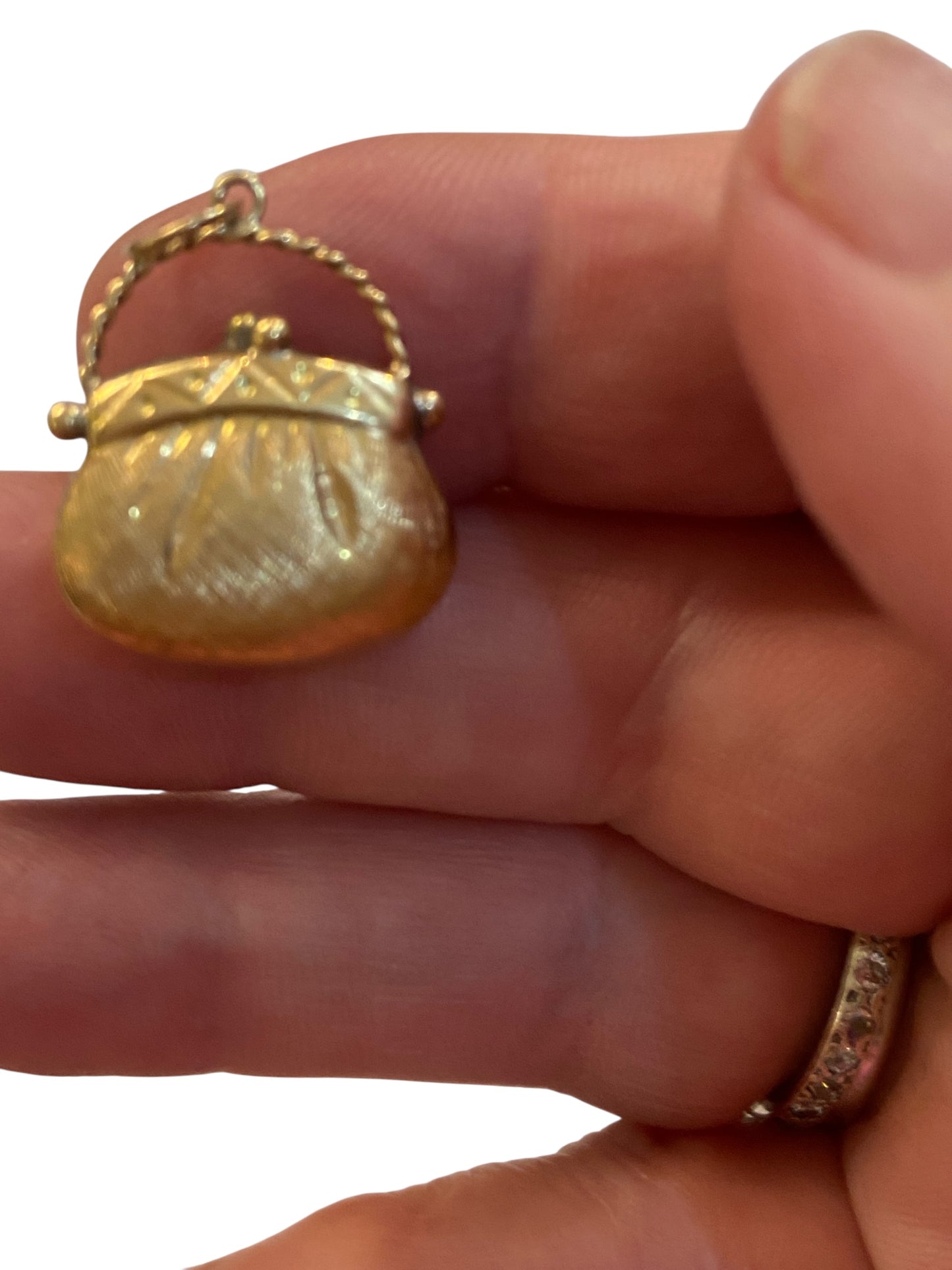 14ct vintage purse charm. 1.7g Hollow
