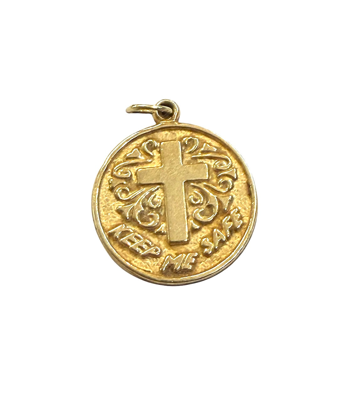 9ct st christopher charm / pendant with keep me safe on the reverse.