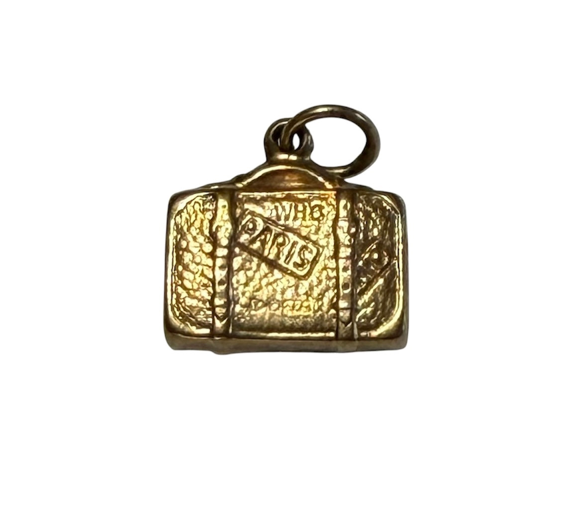 9ct vintage suitcase charm, circa 1960 by WHC 0.72g