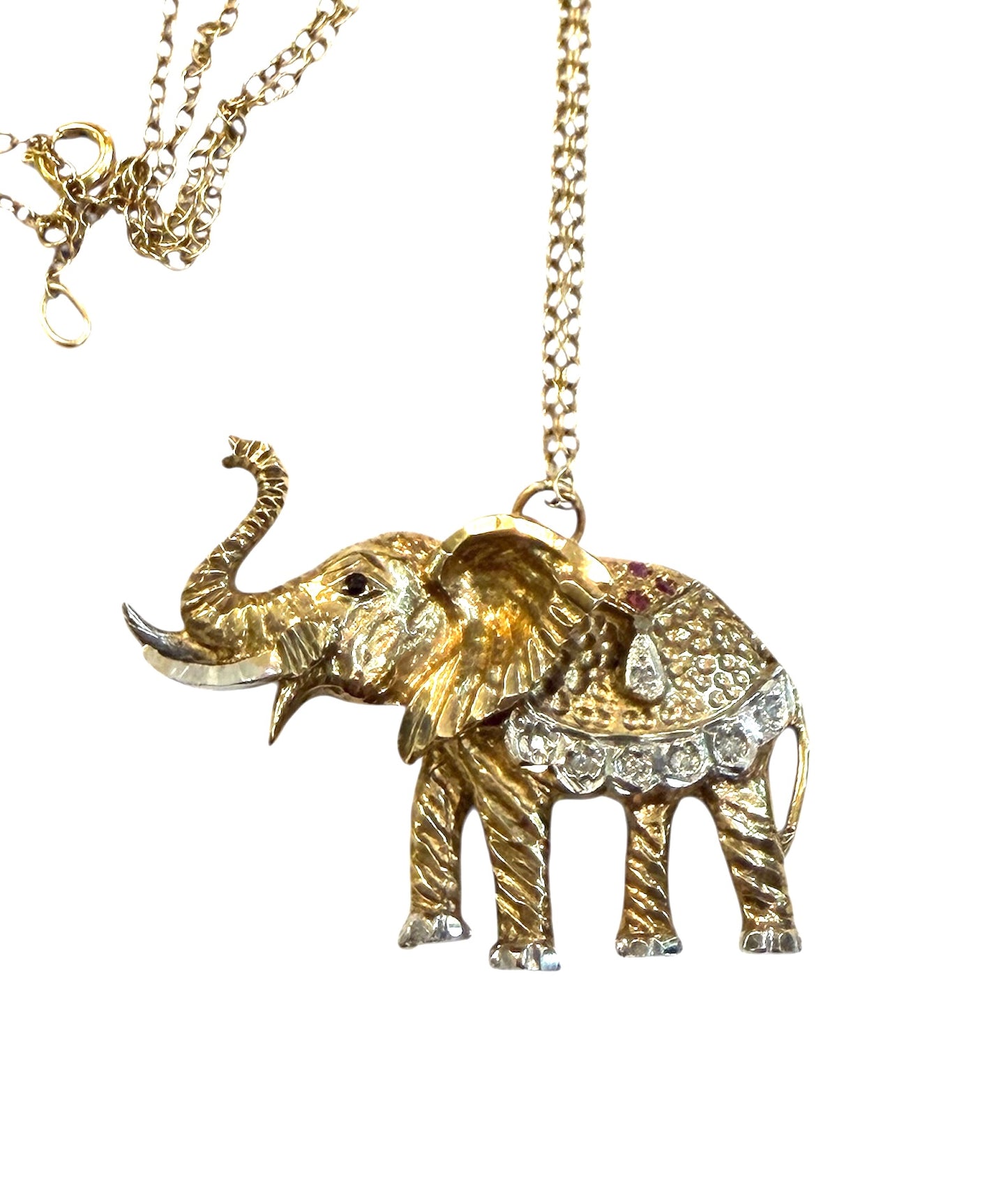 9ct vintage elephant pendant with Gem stones circa 1989
