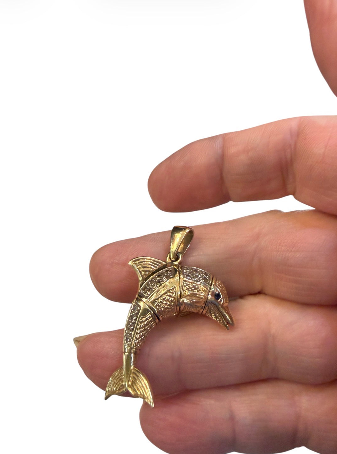 9ct vintage dolphin charm - pendant large 8.5g