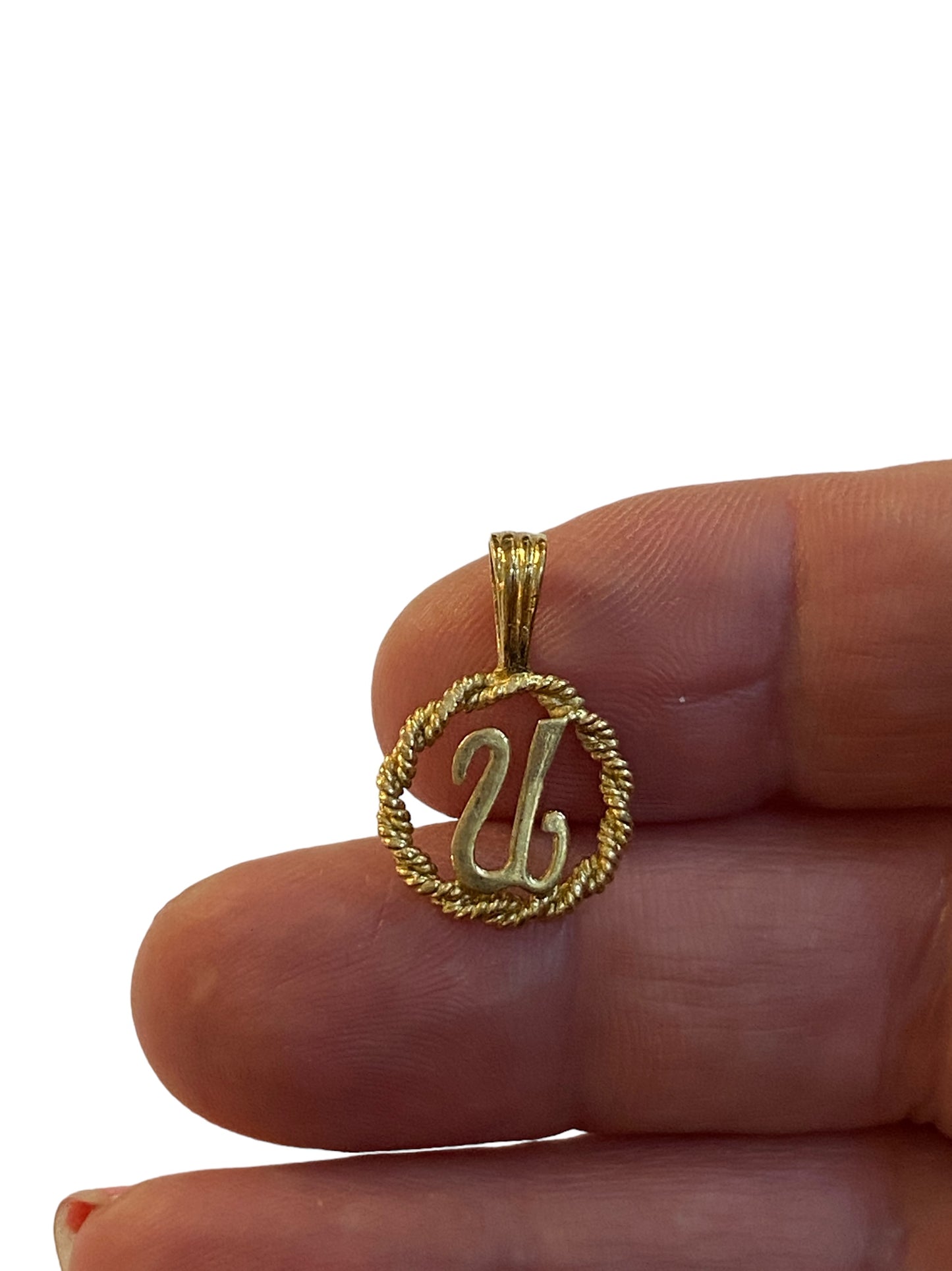 9ct vintage / preowned initial U charm - pendant