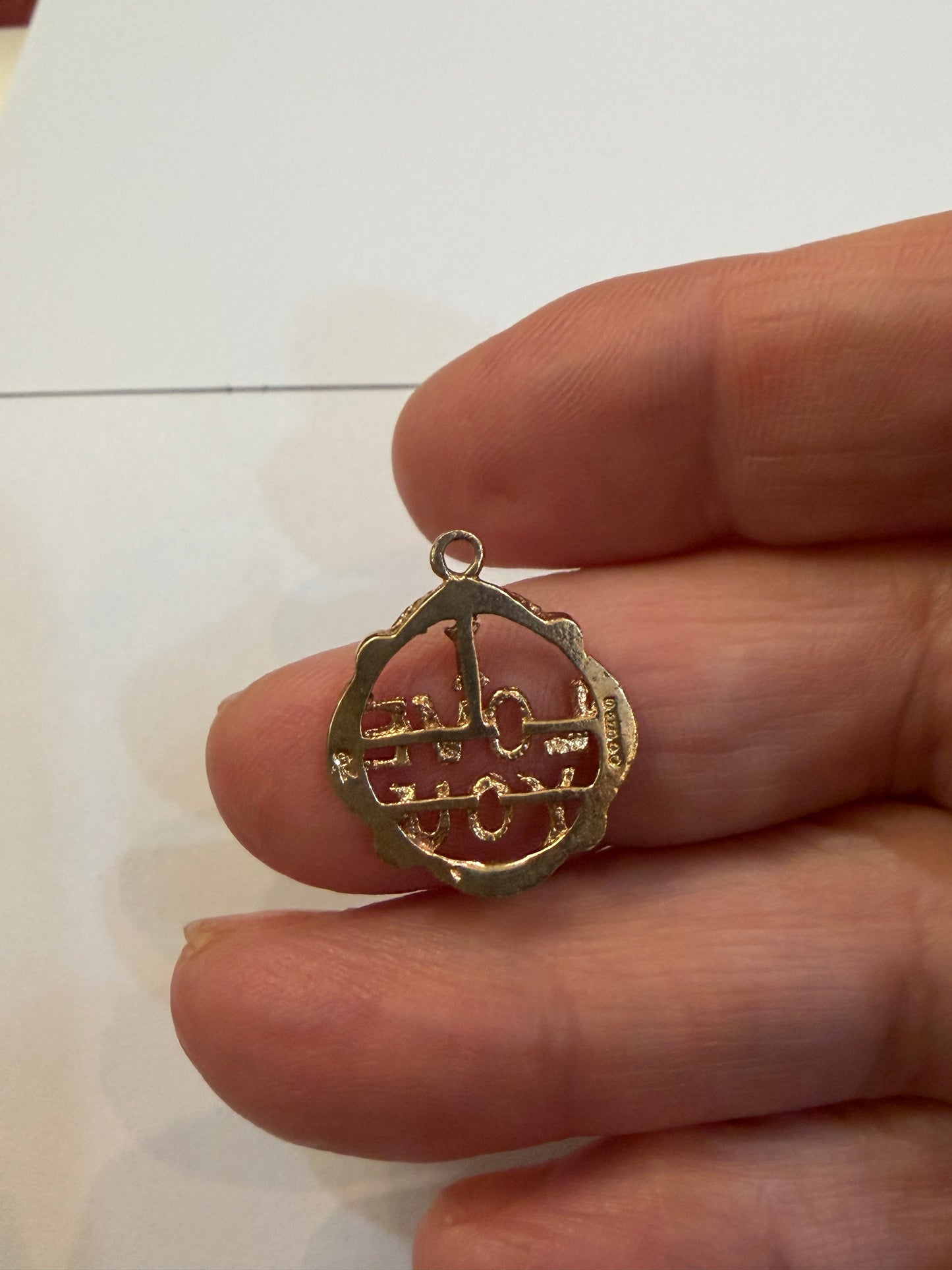 9ct vintage ' i love you ' charm - pendant circa 1974 London