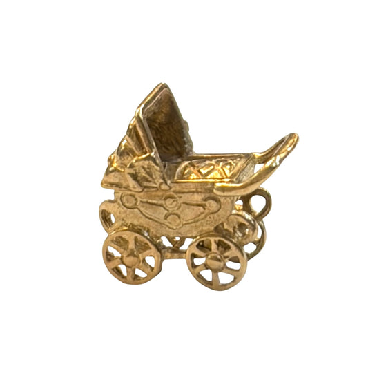 9ct vintage pram charm, small charm 1.0g