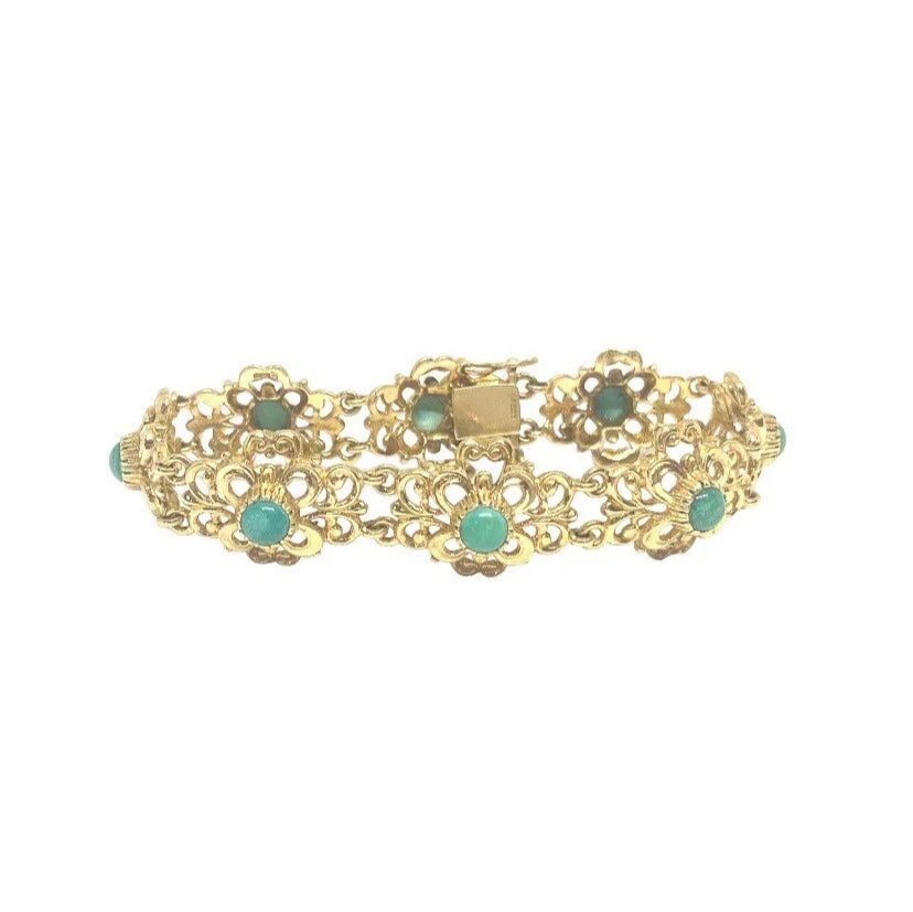 9ct vintage ornate turquoise bracelet