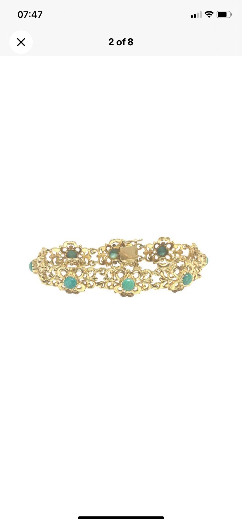 9ct vintage ornate turquoise bracelet