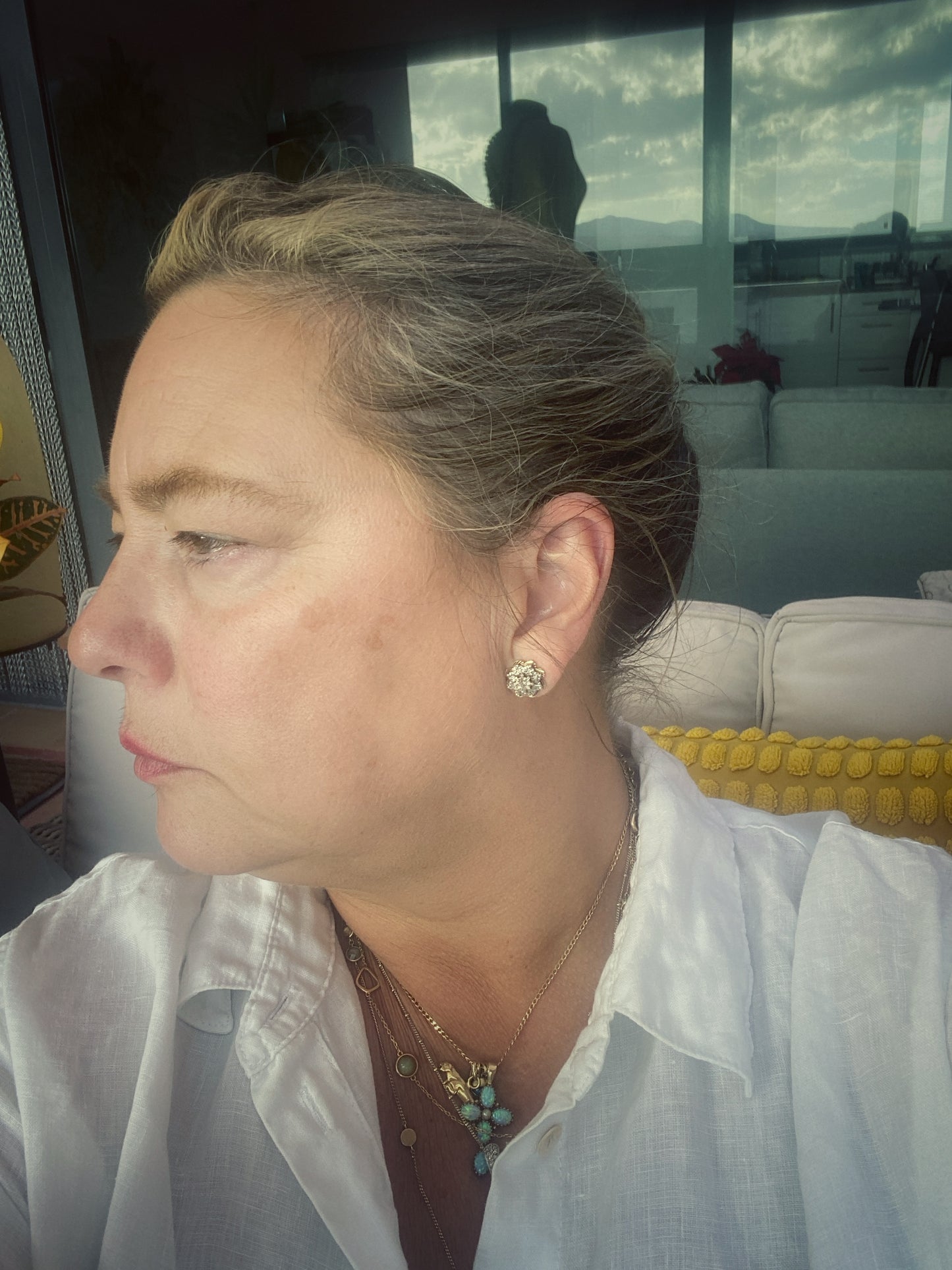 9ct preowned diamond snow flake design earrings