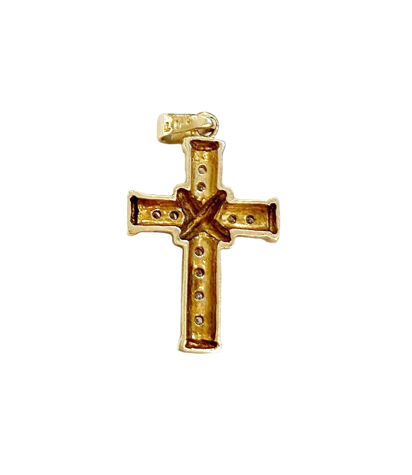 9ct diamond cross pre owned yellow gold