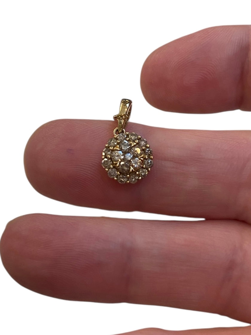 9ct preowned champagne colour diamond pendant and 18 inch chain