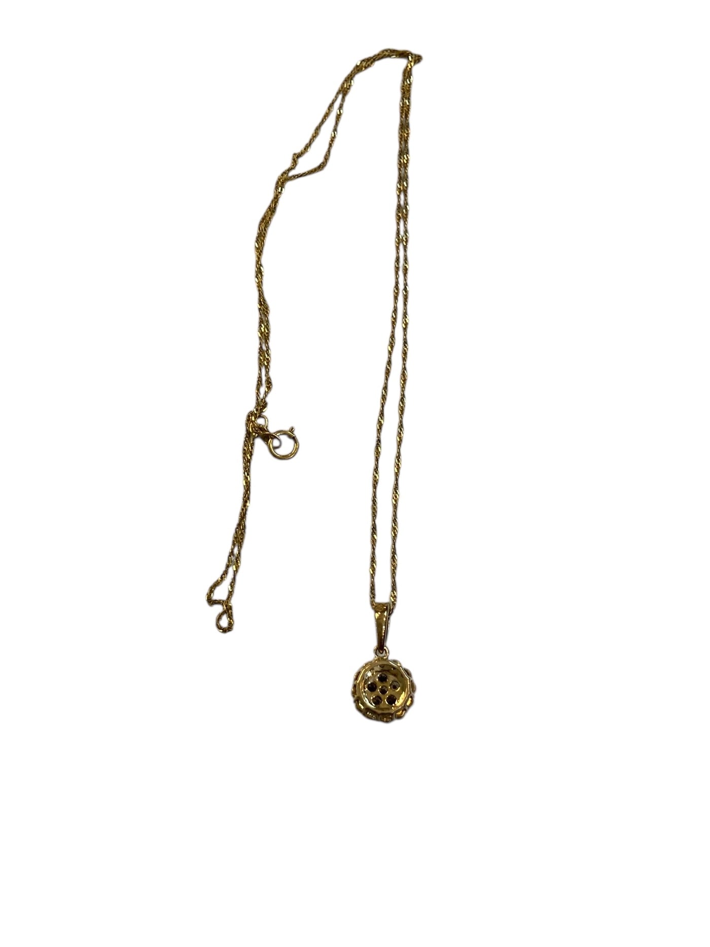 9ct preowned champagne colour diamond pendant and 18 inch chain