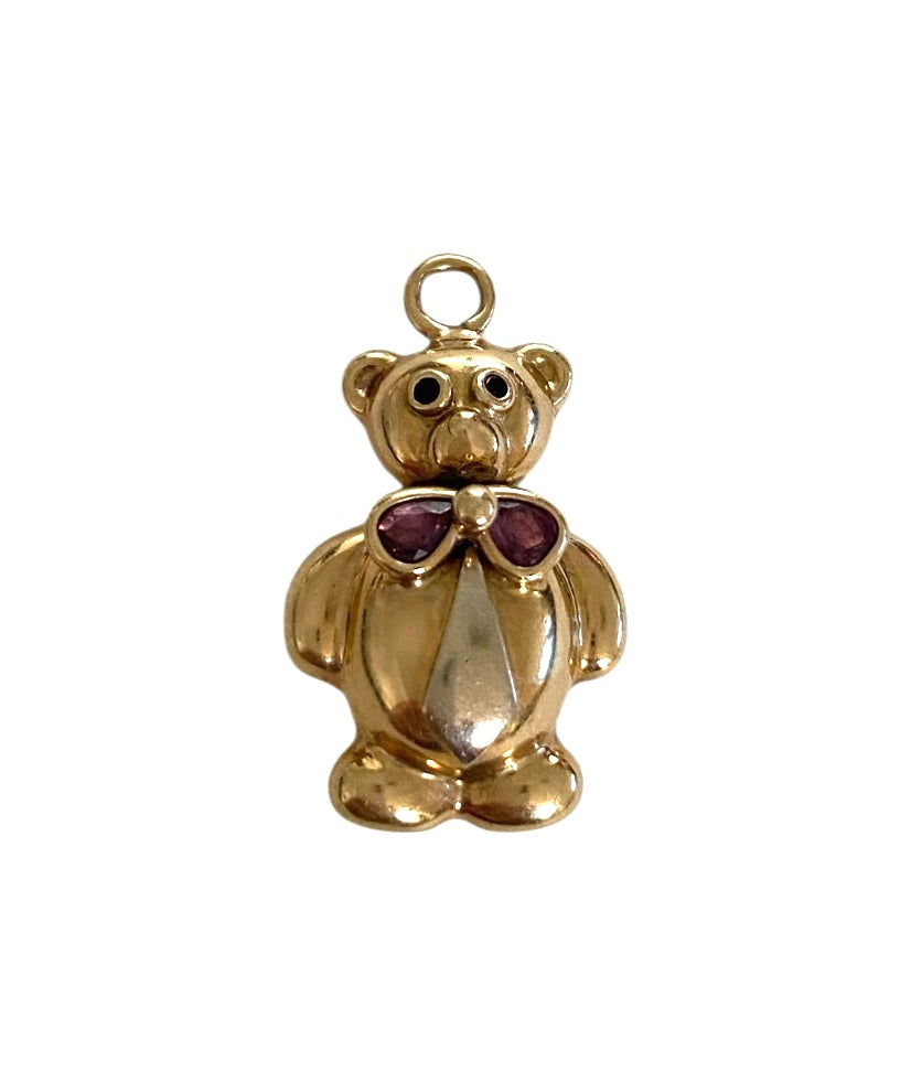 9ct vintage / pre owned teddy bear charm. articulated
