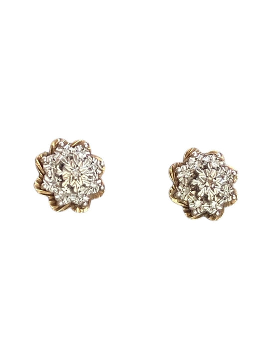 9ct preowned diamond snow flake design earrings