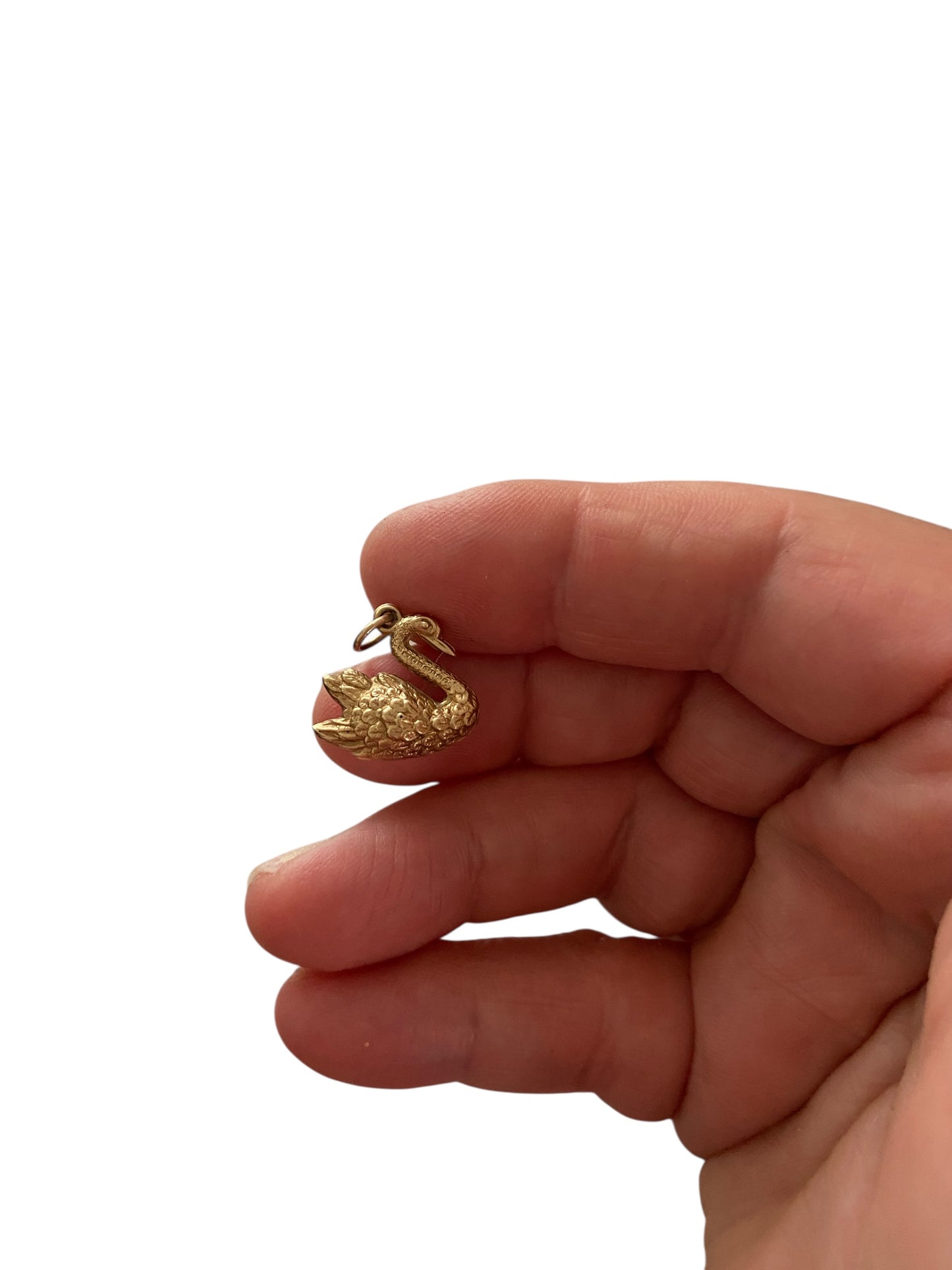 9ct vintage swan charm, circa 1968 by WHC.  Hollow