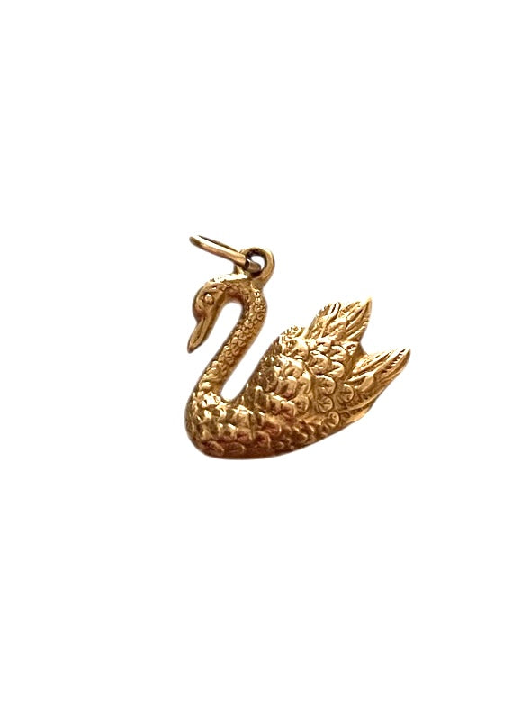 9ct vintage swan charm, circa 1968 by WHC.  Hollow