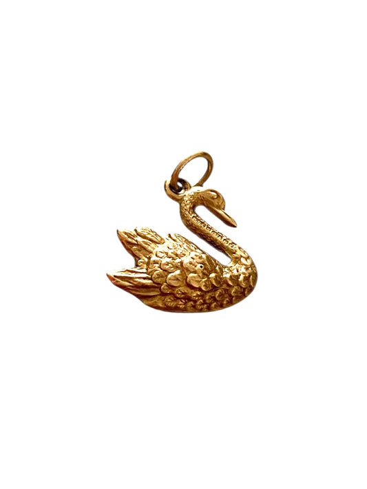 9ct vintage swan charm, circa 1968 by WHC.  Hollow
