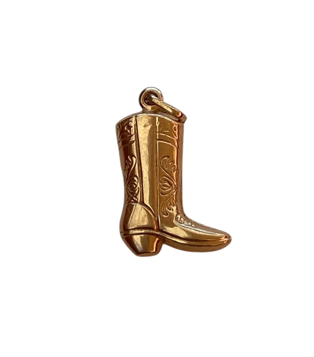 9ct vintage cowboy boot charm , 0.7g